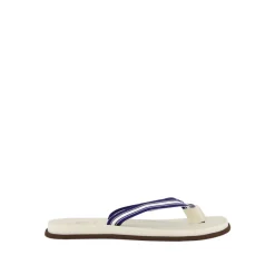 Brunello Cucinelli Gestreepte Navy Blauwe Zwembadsandalen-Heren Slippers