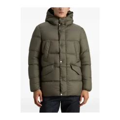 Woolrich Gewatteerd Olijf Hoodie Jas-Heren Jassen