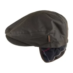 Barbour Gewaxte Katoenen Flat Cap met Tartan Oorflappen-Heren Hoeden