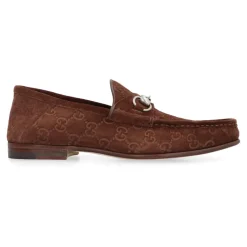 Gucci GG-motief Horsebit Suède Loafers-Heren Instappers & Slip Ons