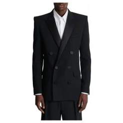 Balmain Grain de poudre blazer met satijnen revers-Heren Kostuums