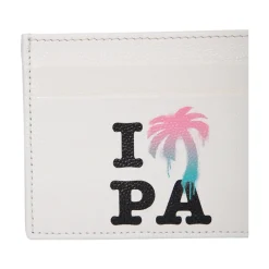 Palm Angels Graphic Print Crème Kaarthouder-Heren Portefeuilles