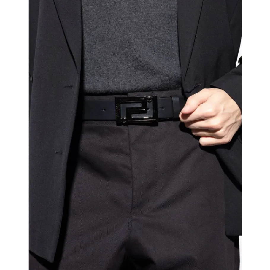 Versace Greca Leren Omkeerbare Riem 3,5 cm-Heren Riemen