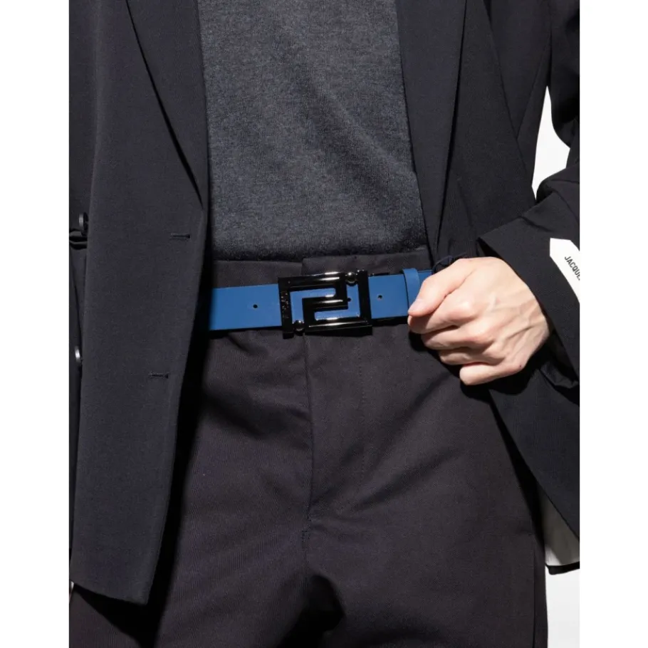 Versace Greca Leren Omkeerbare Riem 3,5 cm-Heren Riemen