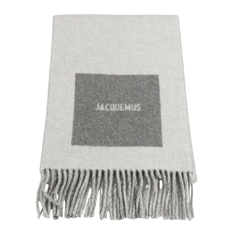 Jacquemus Grijze Franje Wollen Sjaal-Heren Sjaals