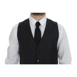 Dolce & Gabbana Grijze Gestreepte Jurk Vest-Heren Kostuums