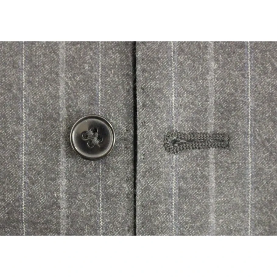 Dolce & Gabbana Grijze Gestreepte Wol Logo Vest-Heren Kostuums