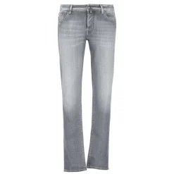 Jacob Cohën Grijze Katoenen Jeans met Logopatch-Heren Jeans