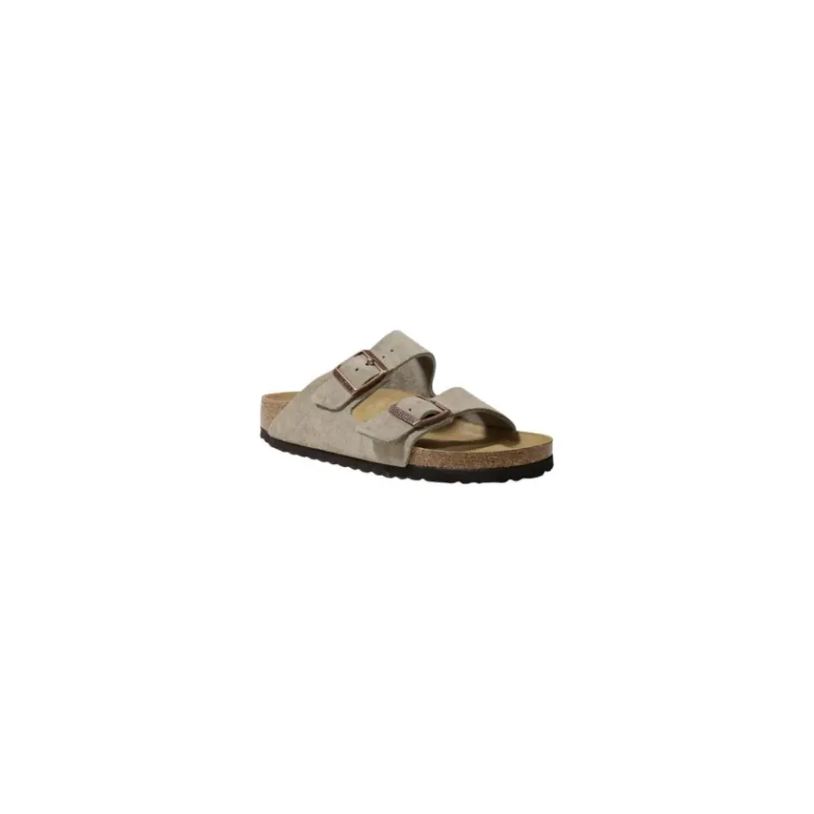 Birkenstock Grijze Leren Sandalen Model 160577-Heren Slippers