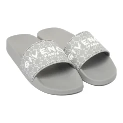 Givenchy Grijze Slide Sandalen met Logo Motief-Heren Slippers