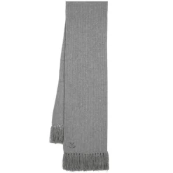 Golden Goose Grijze Wollen Geribbelde Gebreide Sjaal-Heren Sjaals