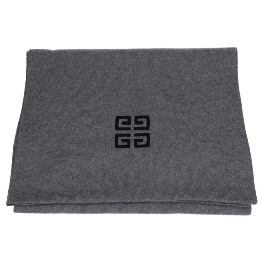 Givenchy Grijze Wollen Sjaal Casual Logo-Heren Sjaals