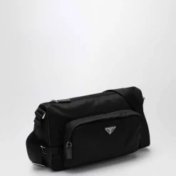 Prada Grote Re-Nylon en Saffiano lederen schoudertas-Heren Tassen