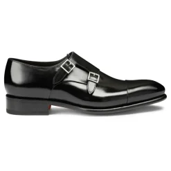 Santoni Handgemaakte leren schoen met dubbele gesp-Heren Instappers & Slip Ons|Nette Schoenen