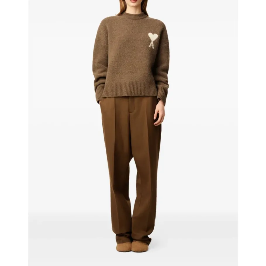 Ami Paris Hazelnoote Crew Neck Sweater-Heren Truien & Vesten