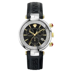 Versace Heren Chrono Leren Armband Horloge-Heren Horloges