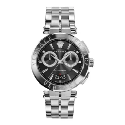 Versace Heren Chronograaf Horloge Aion Zwart Zilver VE1D02623-Heren Horloges