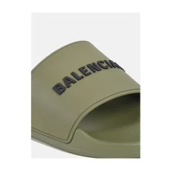 Balenciaga Heren sandalen in khaki met 3D-logo-Heren Slippers