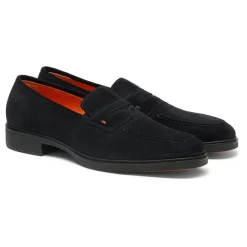 Santoni Heren suède Easy loafer-Heren Instappers & Slip Ons