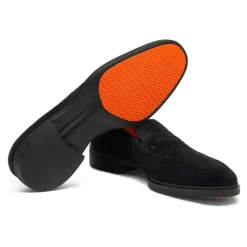 Santoni Heren suède Easy loafer-Heren Instappers & Slip Ons