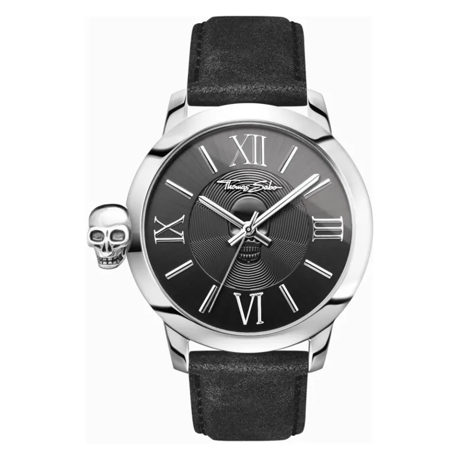 THOMAS SABO Herenhorloge REBEL WITH KARMA 46 mm Leren Band WA0296-218-203-46 MM-Heren Horloges