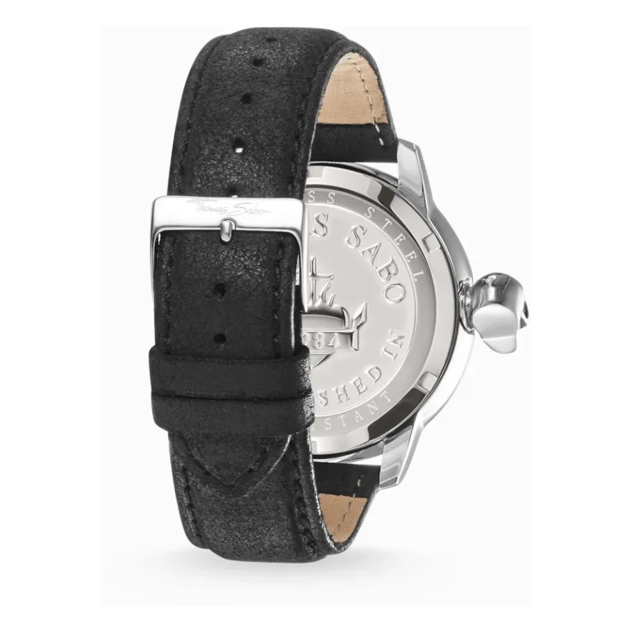 THOMAS SABO Herenhorloge REBEL WITH KARMA 46 mm Leren Band WA0296-218-203-46 MM-Heren Horloges