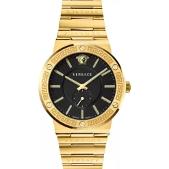 Versace Herenhorloge VEVI00821 Greca Logo Zwart Goud Roestvrij Staal-Heren Horloges