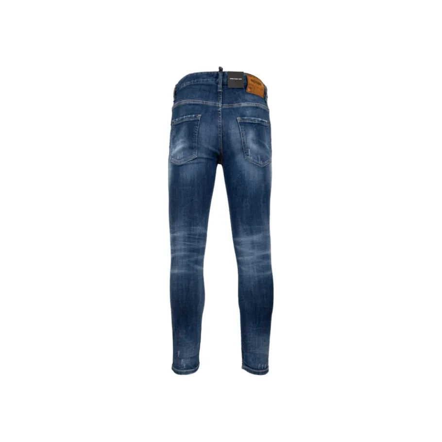 Dsquared2 Herenknoop Jeans met Leren Patch-Heren Jeans