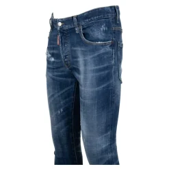 Dsquared2 Herenknoop Jeans met Leren Patch-Heren Jeans