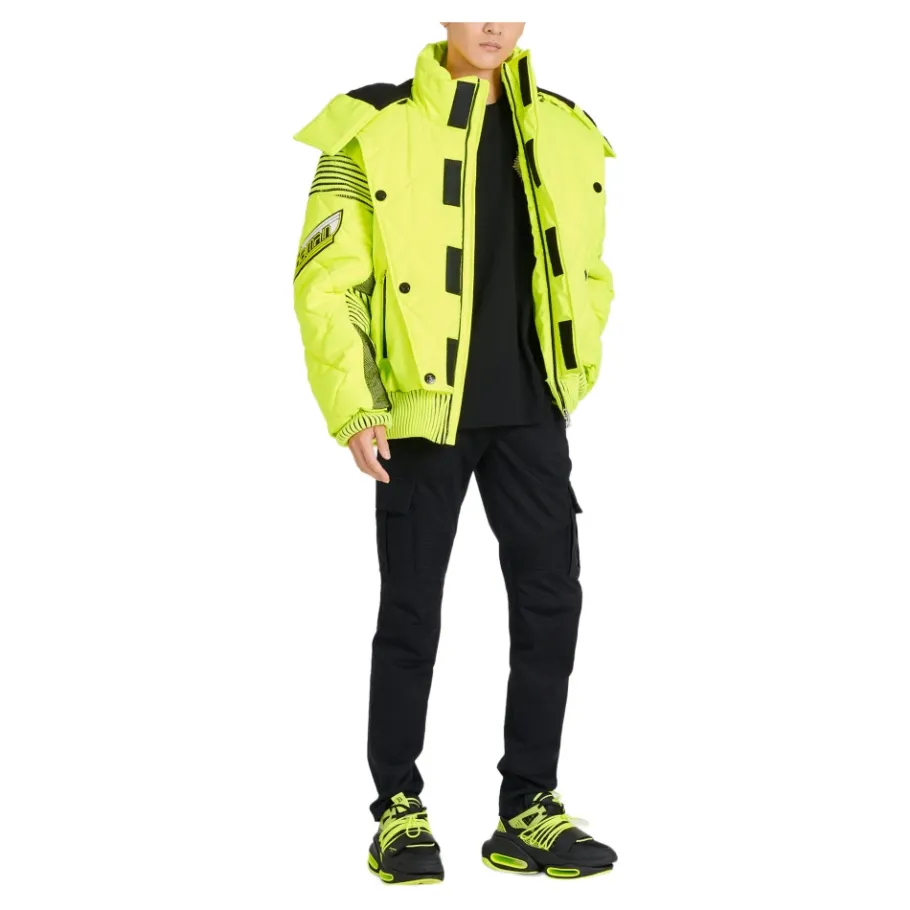 Balmain Hooded Neon Quilted Jacket-Heren Jassen