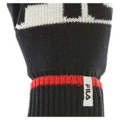Fila Intarsia Gebreide Herenhandschoenen Zwart/Rood/Wit-Heren Handschoenen