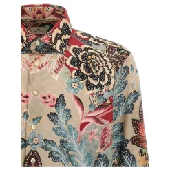Etro Katoenen overhemd met geplaatste print-Heren Overhemden