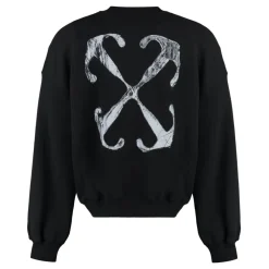 Off White Katoenen sweatshirt met ronde hals-Heren Truien & Vesten