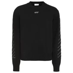 Off White Katoenen trui met ronde hals-Heren Truien & Vesten