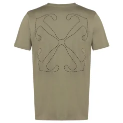 Off White Katoenen T-shirt met ronde hals-Heren Shirts