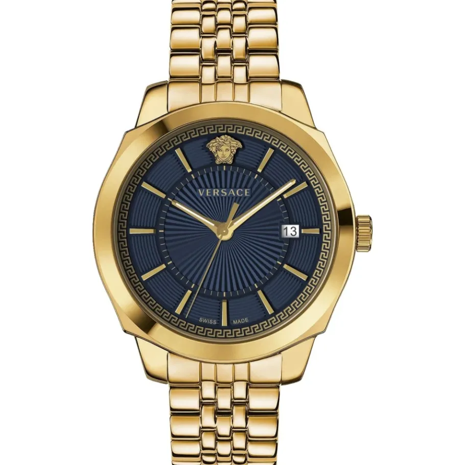 Versace Klassieke Icoon Goud Blauw Horloge-Heren Horloges