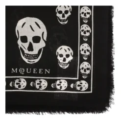 Alexander McQueen Klassieke Skull Sjaal Wit Franje-Heren Sjaals