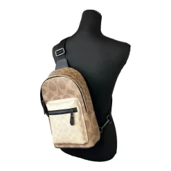 Coach Kleur Blok Leren Sling Pack Rugzak-Heren Rugzakken