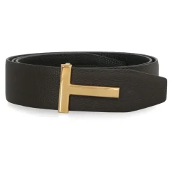 Tom Ford Korrelig Leren Omkeerbare Riem met Goudkleurige Gesp-Heren Riemen