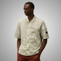 C.P. Company Kortemouw Overhemdjasje Grijs-Heren Overhemden