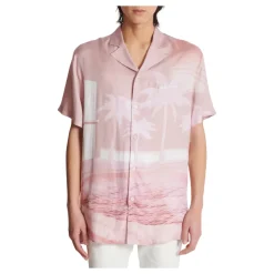 Balmain Kortemouw twill pyjamashirt met ansichtkaartprint-Heren Overhemden