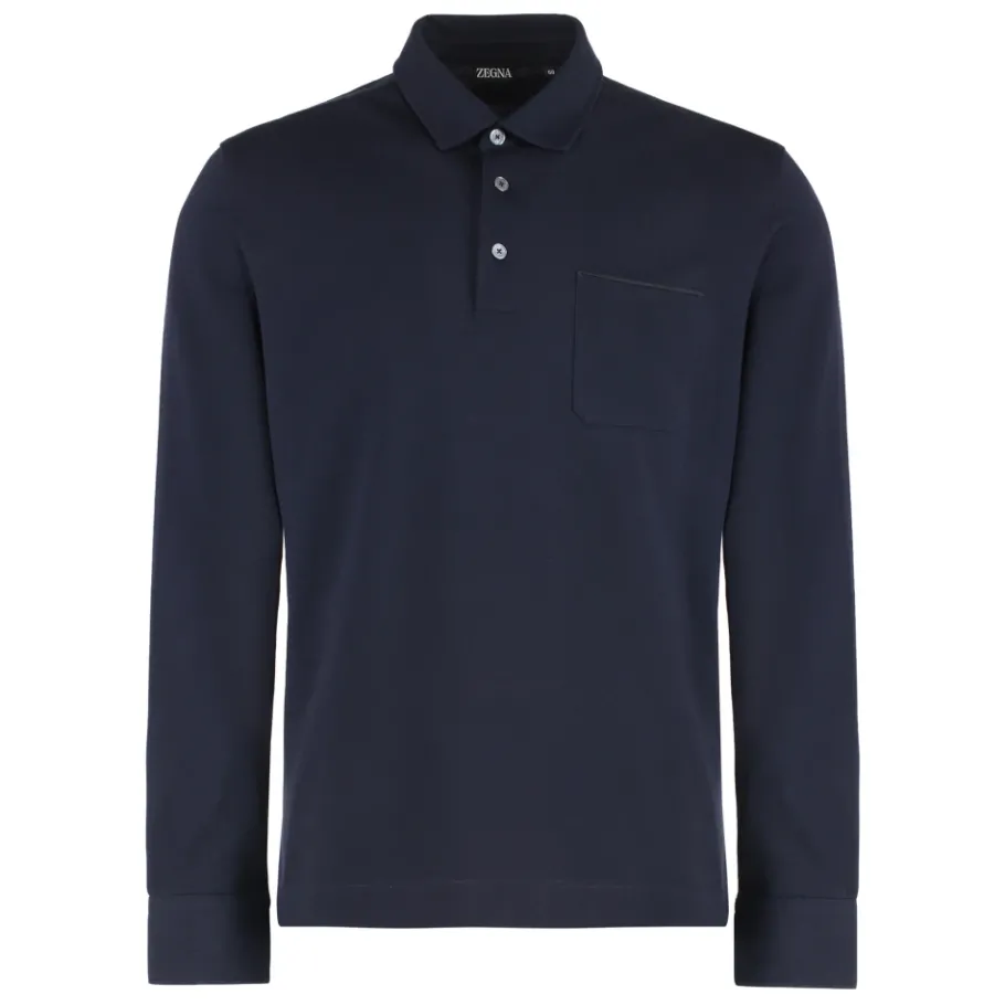 Zegna Lange Mouw Katoenen Polo Shirt-Heren Shirts