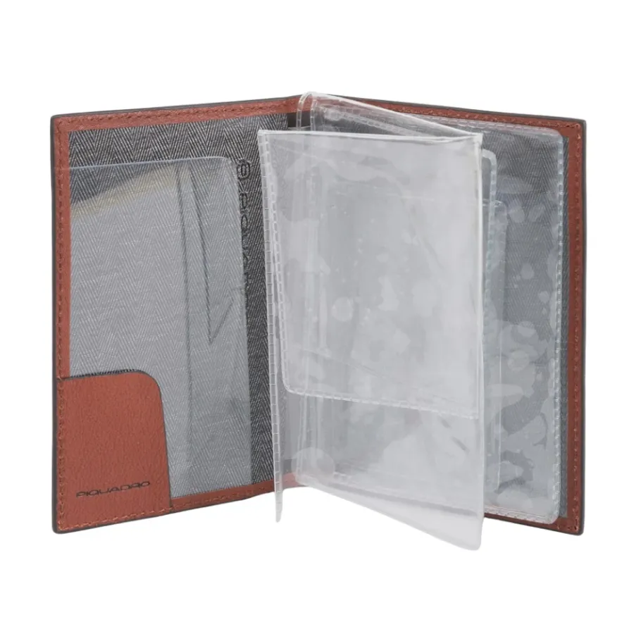 Piquadro Leather driver's license holder with removable insert-Heren Portefeuilles