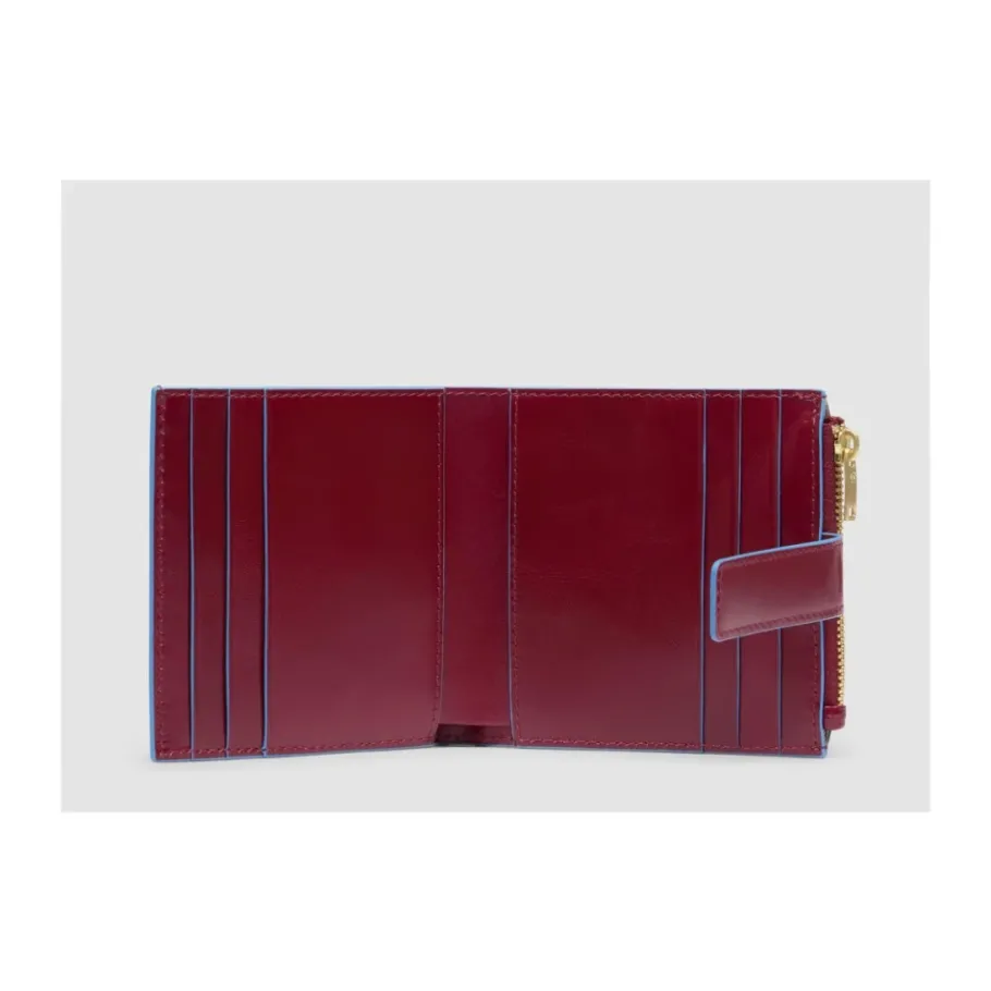 Piquadro Leather women's cardholder with zipped money pocket and RFID protection-Heren Portefeuilles