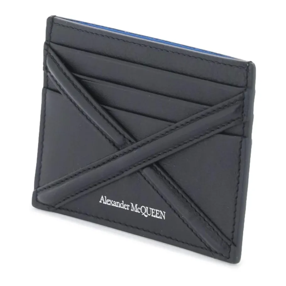 Alexander McQueen Leren Cardholder met Harnas Detail en Logo Print-Heren Portefeuilles