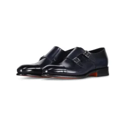 Santoni Leren Double Monkstraps-Heren Instappers & Slip Ons|Nette Schoenen