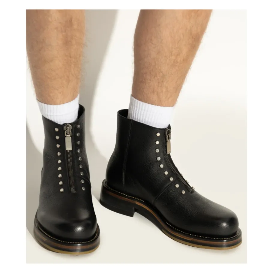 Alexander McQueen Leren enkellaarsjes met studs-Heren Laarzen