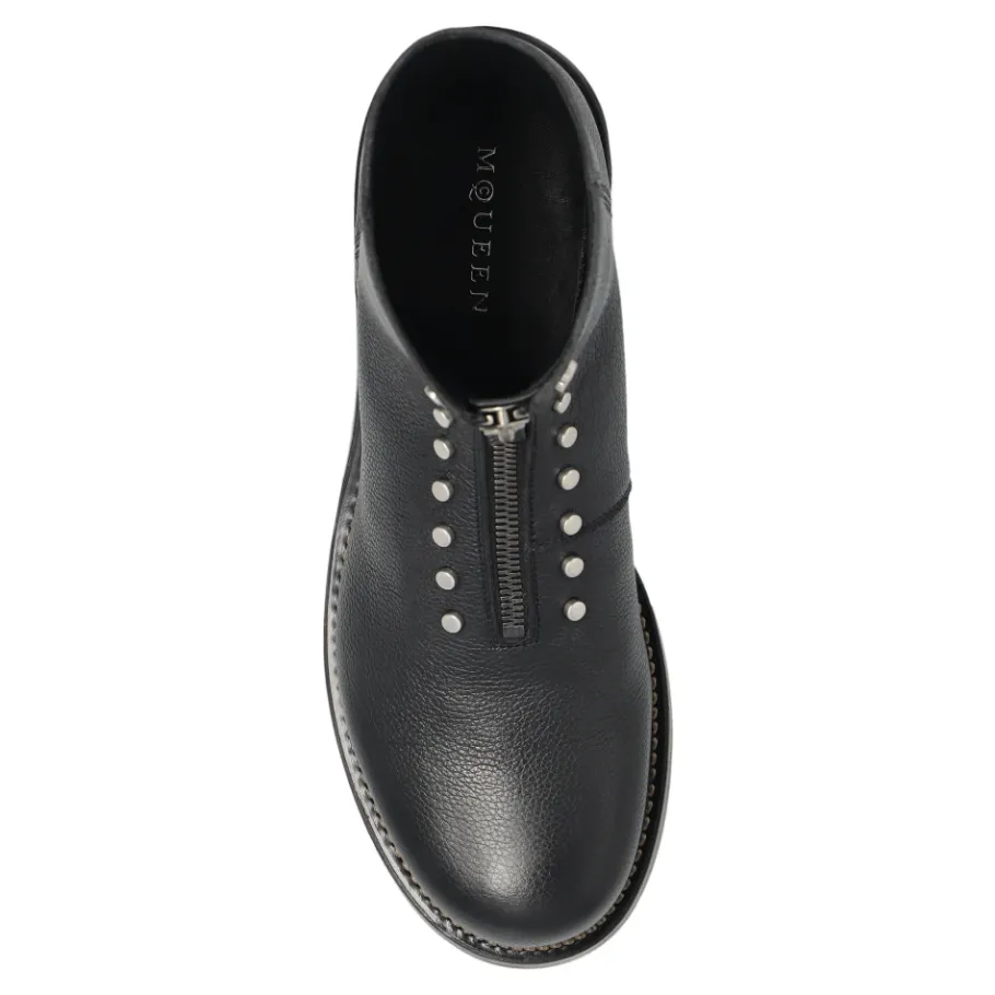 Alexander McQueen Leren enkellaarsjes met studs-Heren Laarzen