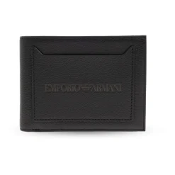 Emporio Armani Leren Portemonnee met Logo-Heren Portefeuilles