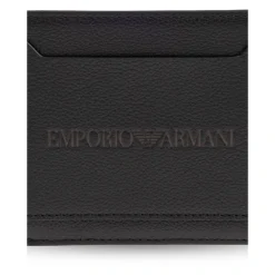 Emporio Armani Leren Portemonnee met Logo-Heren Portefeuilles